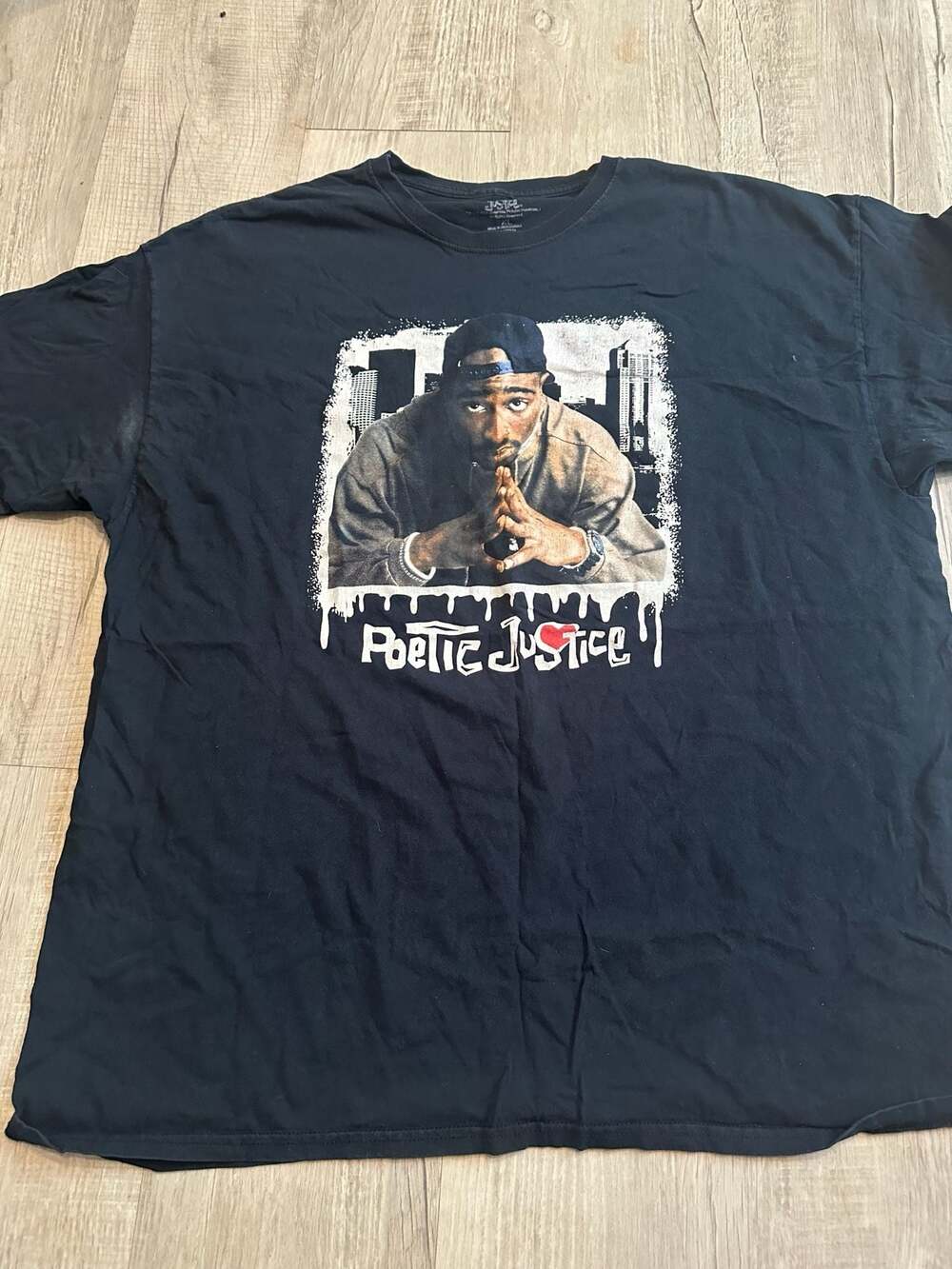 Poetic Justice Tupac Shakur T-Shirt, Black XL, Made in Honduras, 100% Cotton